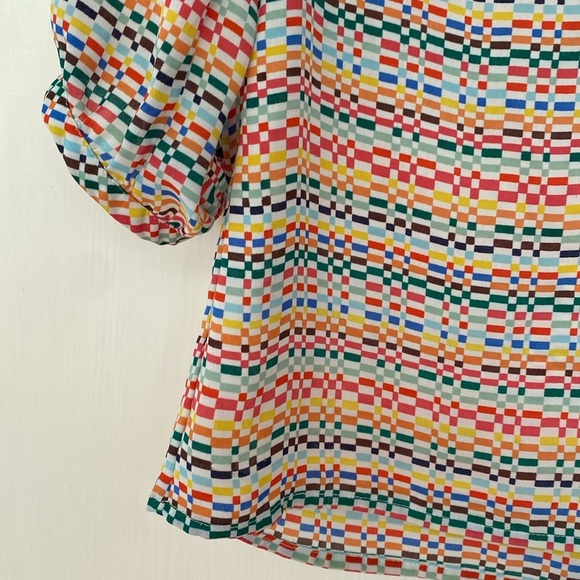 Banana Republic Rainbow Pixel Print Blouse Women’s Size Small Bright Printed Top - Picture 4 of 10